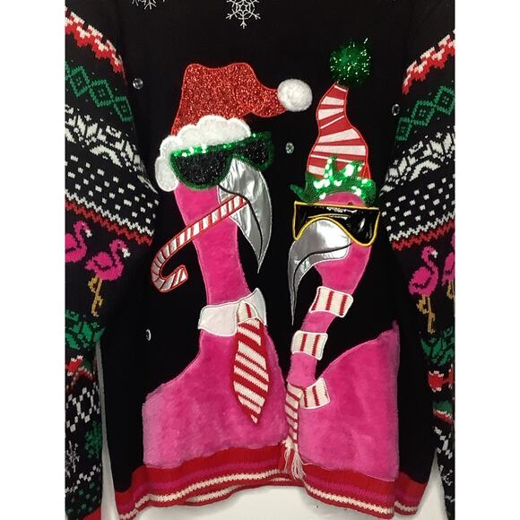 Holiday Time Black and Pink Festive Sweater - Picture 2 of 9